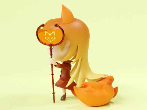 Fox Girl Mascot 001 3D Model