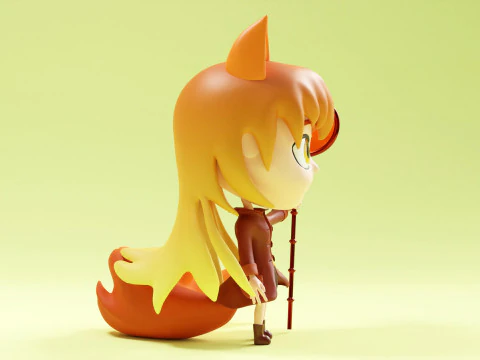 Fox Girl Mascot 001 3D Model
