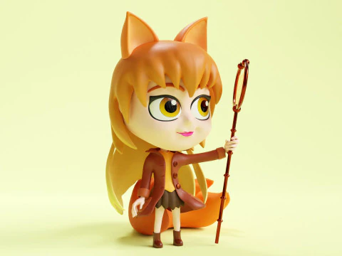 Fox Girl Mascot 001 3D Model