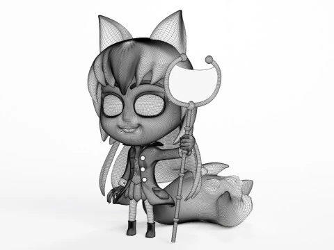 Fox Girl Mascot 001 3D Model