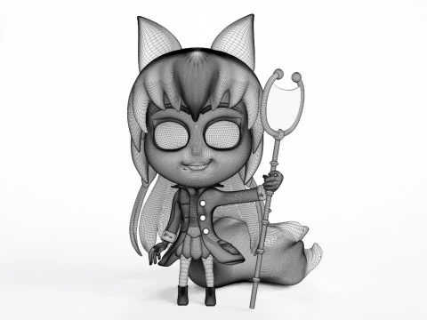 Fox Girl Mascot 001 3D Model