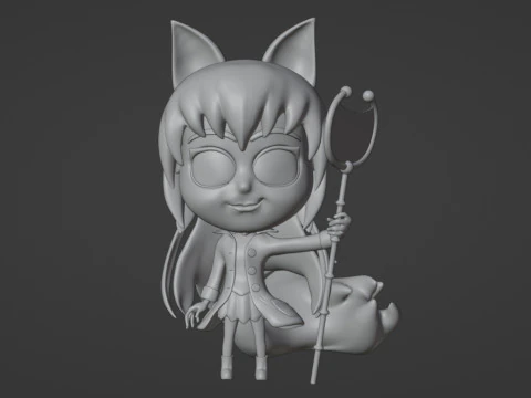Fox Girl Mascot 001 3D Model