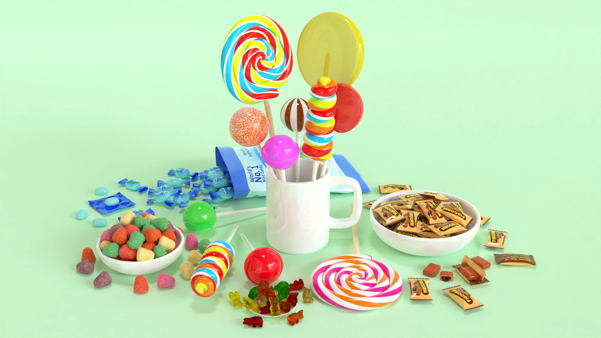 Candy Pack 001 3D Model .c4d .max .obj .3ds .fbx .stl .blend 