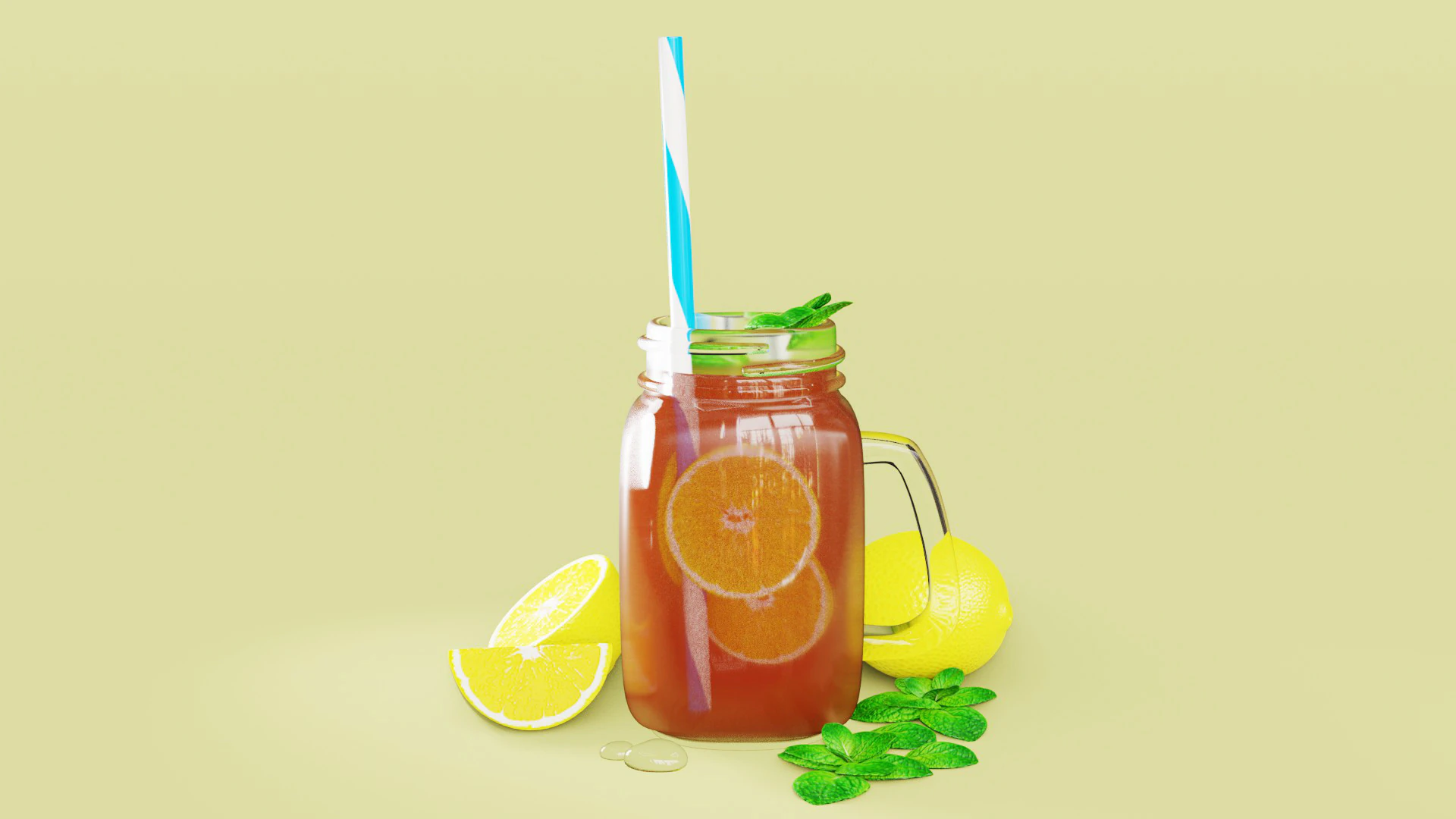 Ледяной чай с лимоном 001 3D Модель .c4d .max .obj .3ds .fbx .stl .blend 