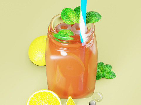 Iced Lemon Tea 001 3D Model