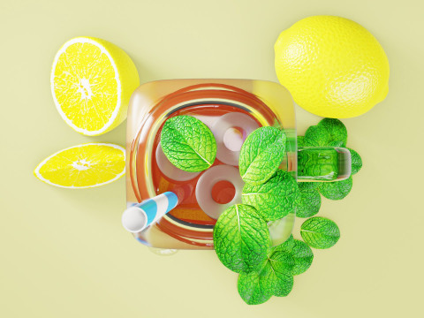 Iced Lemon Tea 001 3D Model