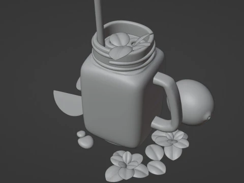 Ледяной чай с лимоном 001 3D Модель