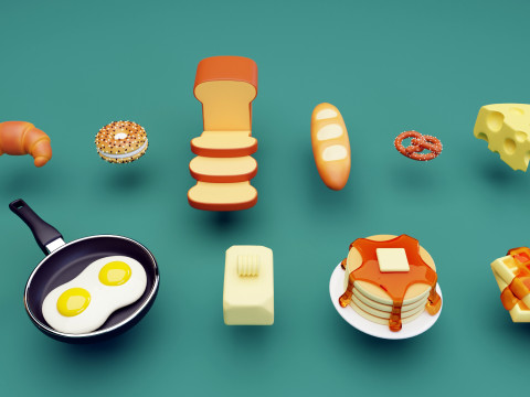 Emoji Food Pack 001 3D Model