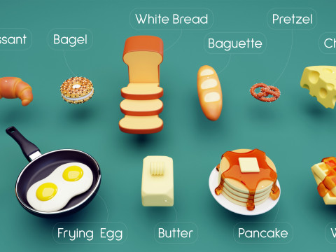 Emoji Food Pack 001 Model 3D