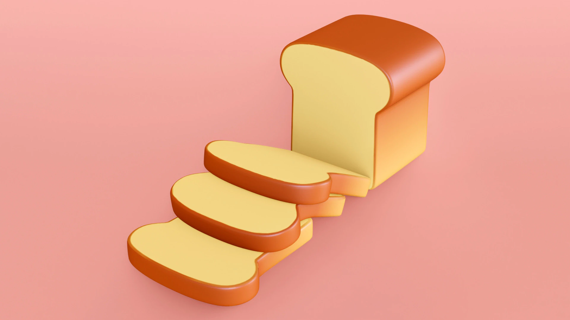 Emoji White Bread 001 3D Model .c4d .max .obj .3ds .fbx .stl .blend 