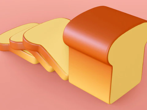 Emoji White Bread 001 3D Model