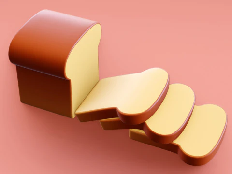 Emoji White Bread 001 3D Model