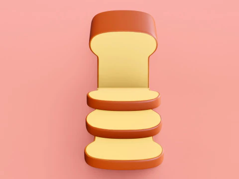 Emoji White Bread 001 3D Model