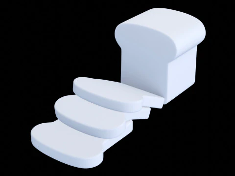 Emoji White Bread 001 3D Model