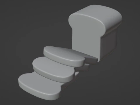 Emoji White Bread 001 3D Model