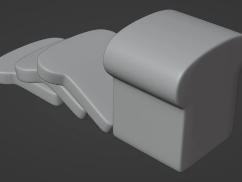 Emoji White Bread 001 3D Model