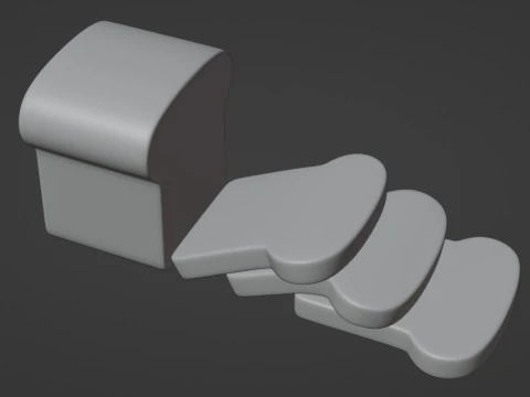 Emoji White Bread 001 3D Model