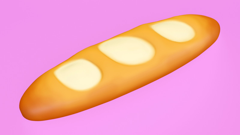 Emoji Baguette 001 3D Model .c4d .max .obj .3ds .fbx .stl .blend 