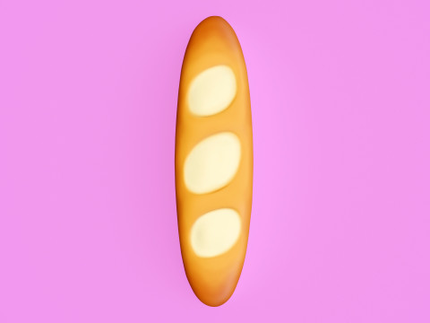 Emoji Baguette 001 3D Model