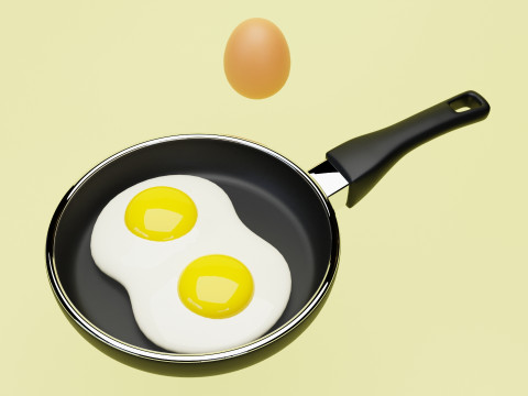Emoji Egg and Frying Egg 001 Modelo 3D