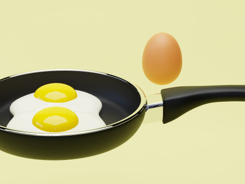Emoji Egg and Frying Egg 001 3D Model