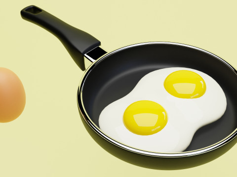 Emoji Egg and Frying Egg 001 3D Model