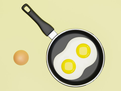 Emoji Egg and Frying Egg 001 3D Model
