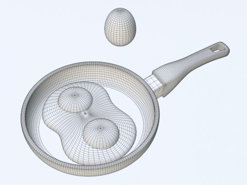 Emoji Egg and Frying Egg 001 3D Model