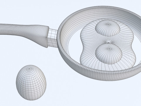 Emoji Egg and Frying Egg 001 3D Model