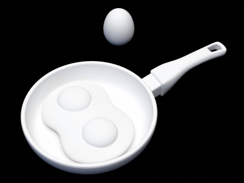 Emoji Egg and Frying Egg 001 3D Model
