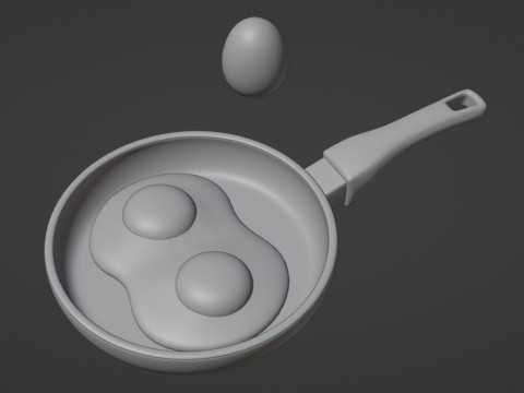Emoji Egg and Frying Egg 001 3D Model