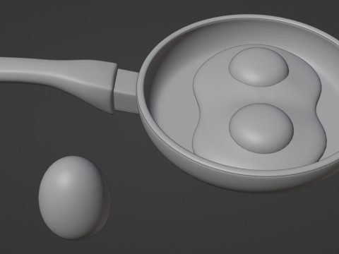 Emoji Egg and Frying Egg 001 3D Model