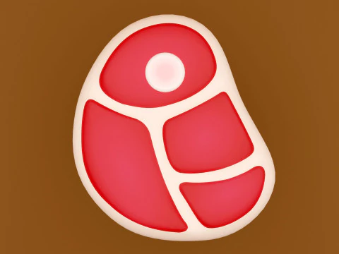 Emoji Red Meat 001 3D Model