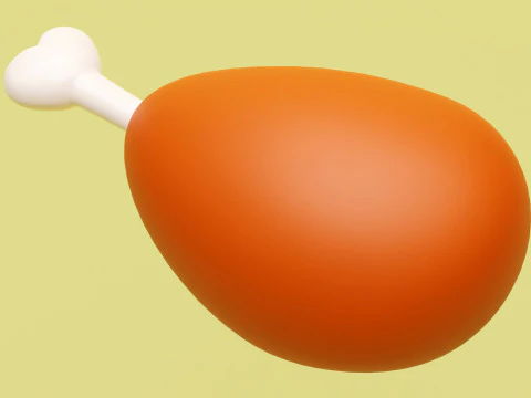 Emoji Chicken Leg 001 3D Model
