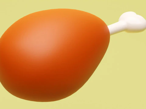 Emoji Chicken Leg 001 3D Model