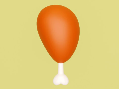 Emoji Chicken Leg 001 3D Model