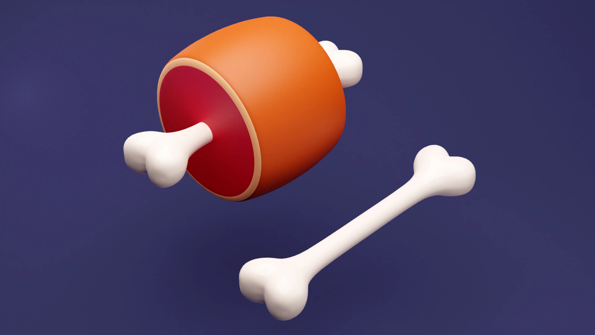 Emoji Meat on Bone and Bone 001 3D Model .c4d .max .obj .3ds .fbx .stl .blend 