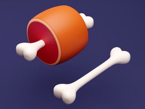 Emoji Meat on Bone and Bone 001 Modelo 3D