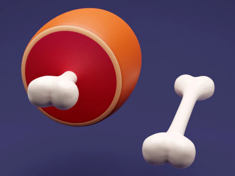 Emoji Meat on Bone and Bone 001 3D Model