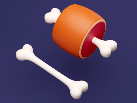 Emoji Meat on Bone and Bone 001 3D मॉडल