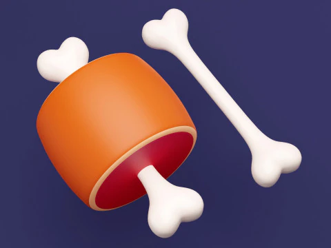 Emoji Meat on Bone and Bone 001 3D Model