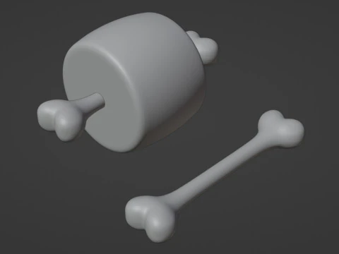 Emoji Meat on Bone and Bone 001 3D Model