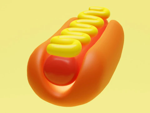 Emoji Hotdog 001 3D Model