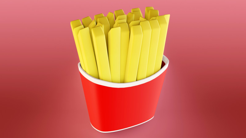 Emoji French Fries 001 3D Model .c4d .max .obj .3ds .fbx .stl .blend 