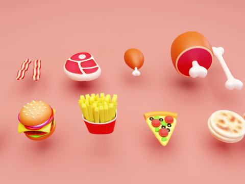 Emoji Food Pack 002 3D Model