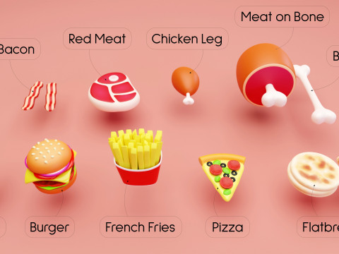 Emoji Food Pack 002 3D Model