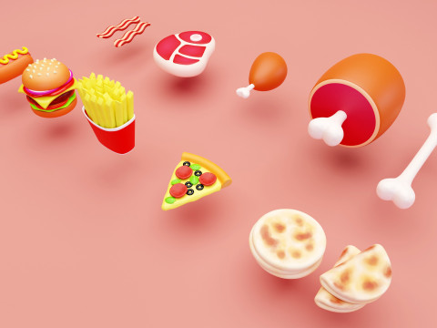 Emoji Food Pack 002 3D Model