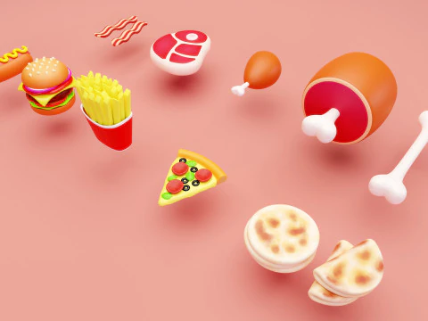 Emoji Food Pack 002 3D Model