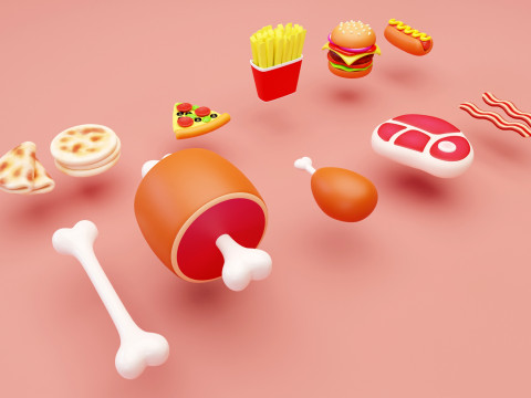 Emoji Food Pack 002 3D Model