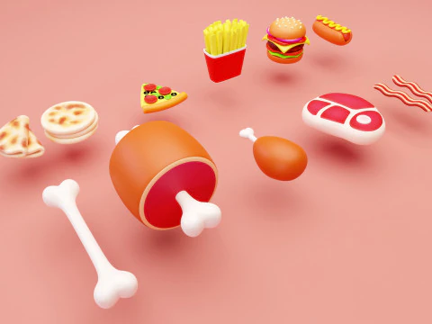 Emoji Food Pack 002 3D Model